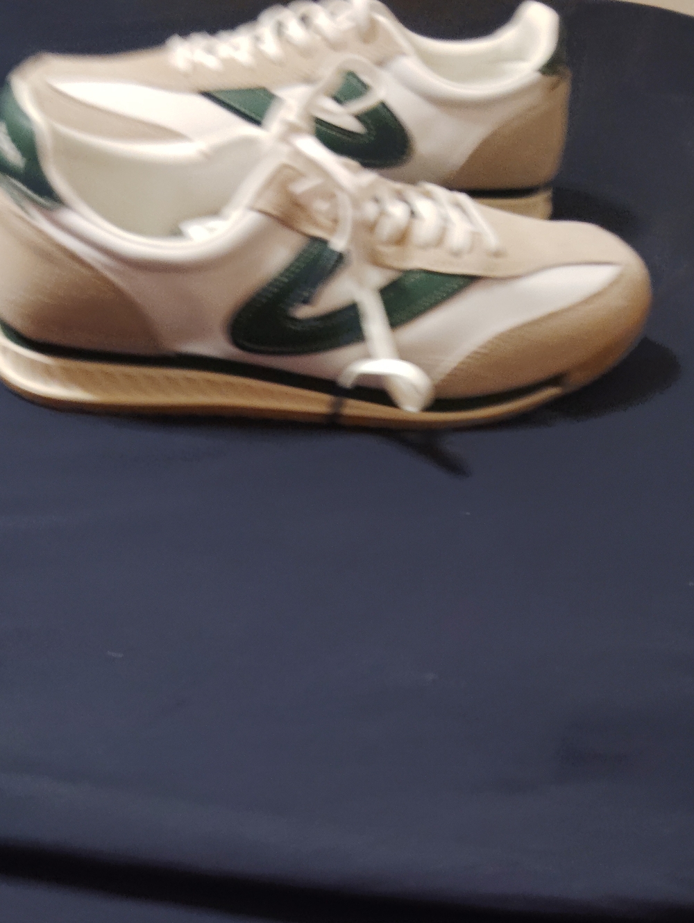 Tretorn Cream and Green Retro Runner Sneakers